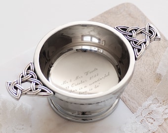 Quaich personalizado, Quaich de boda grabado, regalo de boda escocés, regalo de boda tradicional escocés personalizado, regalo de recuerdo grabado