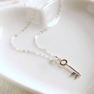 Sterling Silver Key Necklace, Key To My Heart Necklace, 21st Birthday Gift Ideas, 21st Birthday Necklace, Minimalist Silver Key Pendant