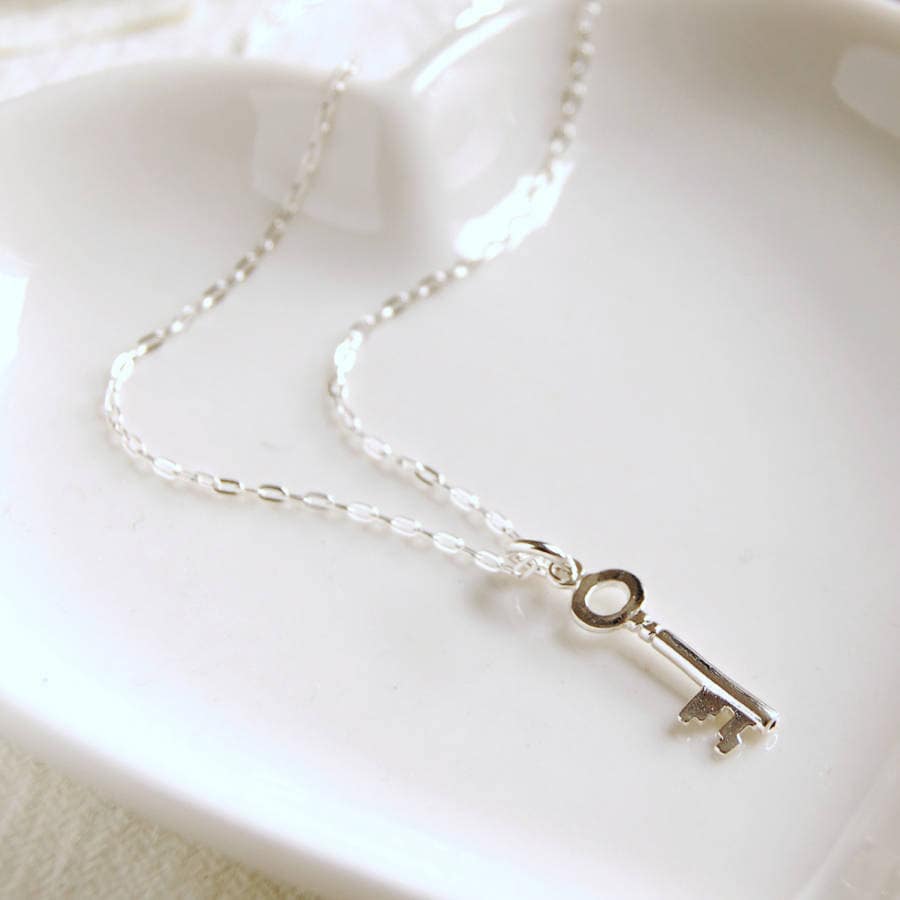 Sterling Silver Key Necklace, Key To My Heart Necklace, 21st Birthday Gift Ideas, 21st Birthday Necklace, Minimalist Silver Key Pendant