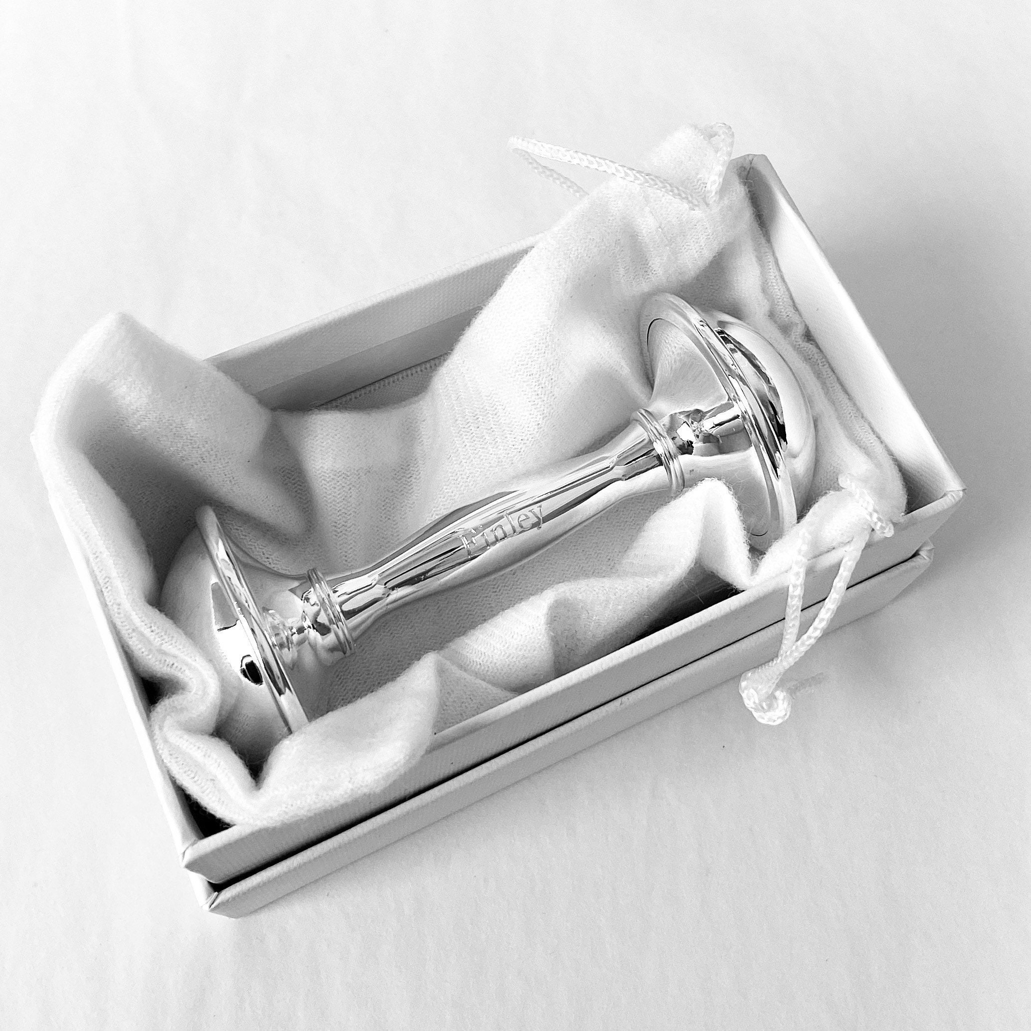 Engraved Silver Plated Rattle Personalised Baby Rattle Etsy UK