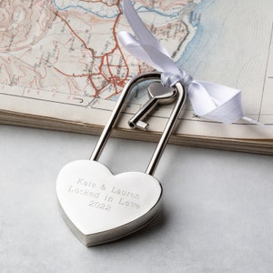 Personalised Love Lock, Engraved Heart Padlock, Personalised Engagement Lock, Paris Love Lock, Heart Padlock, Gold Heart Padlock, Love Lock image 5