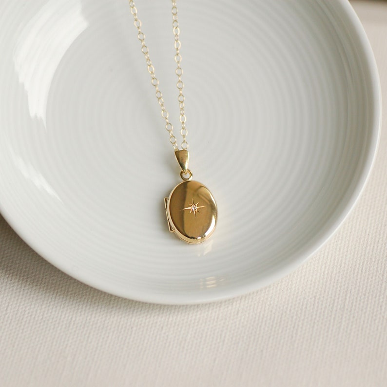 Solid 9ct Gold Diamond Oval Locket Necklace Gold Oval Locket Etsy