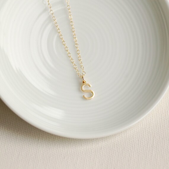 Solid 9ct Gold Initial Necklace Personalised Gold Letter Charm