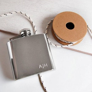 Personalised 4oz Pocket Hip Flask With Initials, Engraved Wedding Hip Flask, Personalised Steel Hip Flask, Wedding Hip Flask