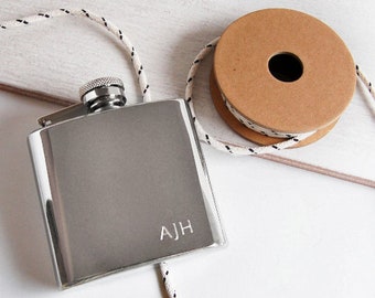 Personalised 4oz Pocket Hip Flask With Initials, Engraved Wedding Hip Flask, Personalised Steel Hip Flask, Wedding Hip Flask