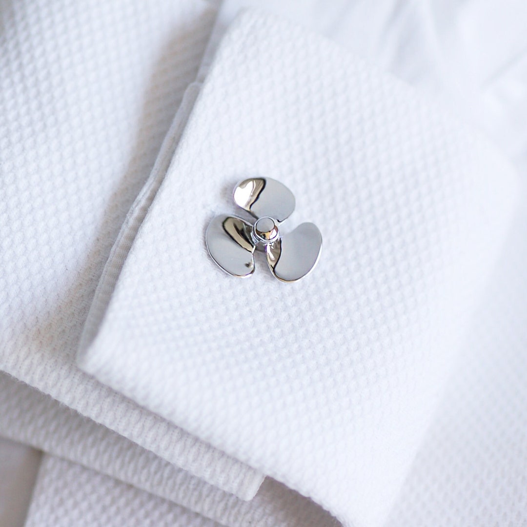Propeller Silver Studs and Cufflinks Set main image 0