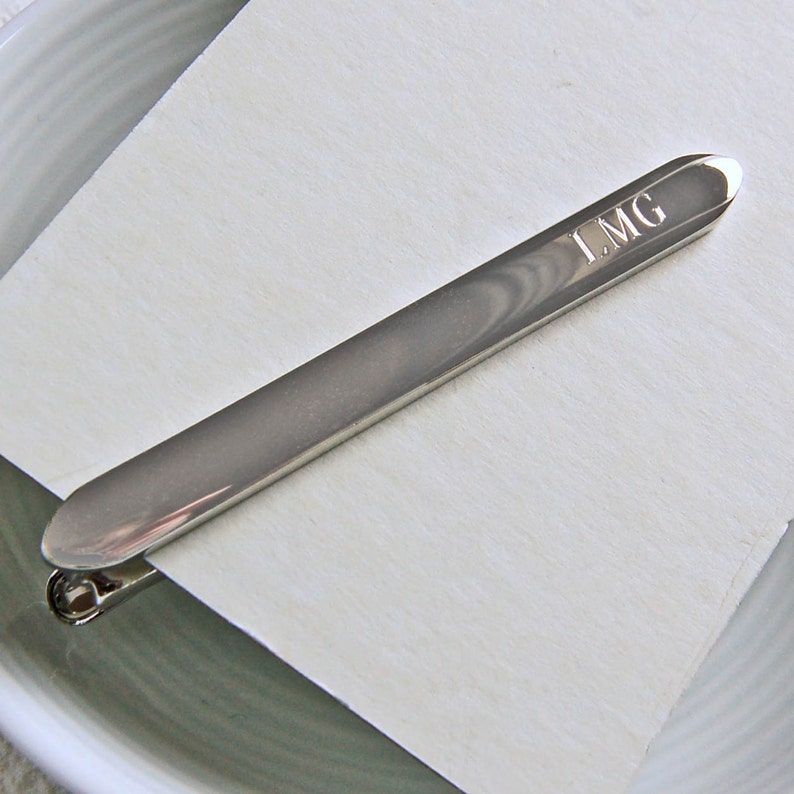 Personalised Tie Clip, Engraved Tie Clip, Men's Tie Clip, Wedding Tie Bar, Customised Tie Bar, Personalised Tie Slide, Engraved Tie Bar image 6