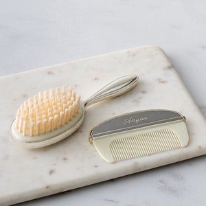 Personalised Baby Brush And Comb Set, New Baby Brush, First Birthday Brush and Comb, Personalised Baby Brush, Engraved Silver Comb image 2