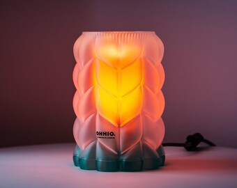 Super Chunky Knit Lamp - Green and Pink Vibes - Modern bedside, table, desk lamp. Unique, original gift for her, him. Made in the UK.