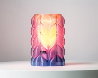 Super Chunky Knit Lamp - Pink and Purple Gradient Bedside, Table, Desk Lamp. Unique gift for her. Cozy, Unusual, Ambient, Soft, Eco-friendly