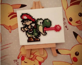 Baby Mario with Yoshi Cross Sitich Pattern. Digital Download