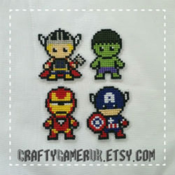 Avengers Cross Sitich Pattern Bundle. Thor, Iron Man, Hulk and Captain America. Digital Download