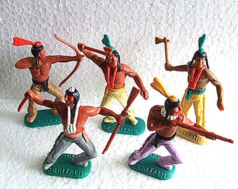 5 Vintage Timpo Indianer aus Kunststoff getauscht