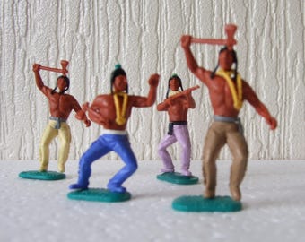 4 X Vintage Timpo Kunststoff swoppet Indianer 70th
