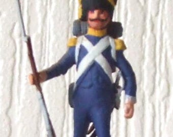 Miniatura de plomo vintage muy rara de soldado de tierra francés pintado a mano