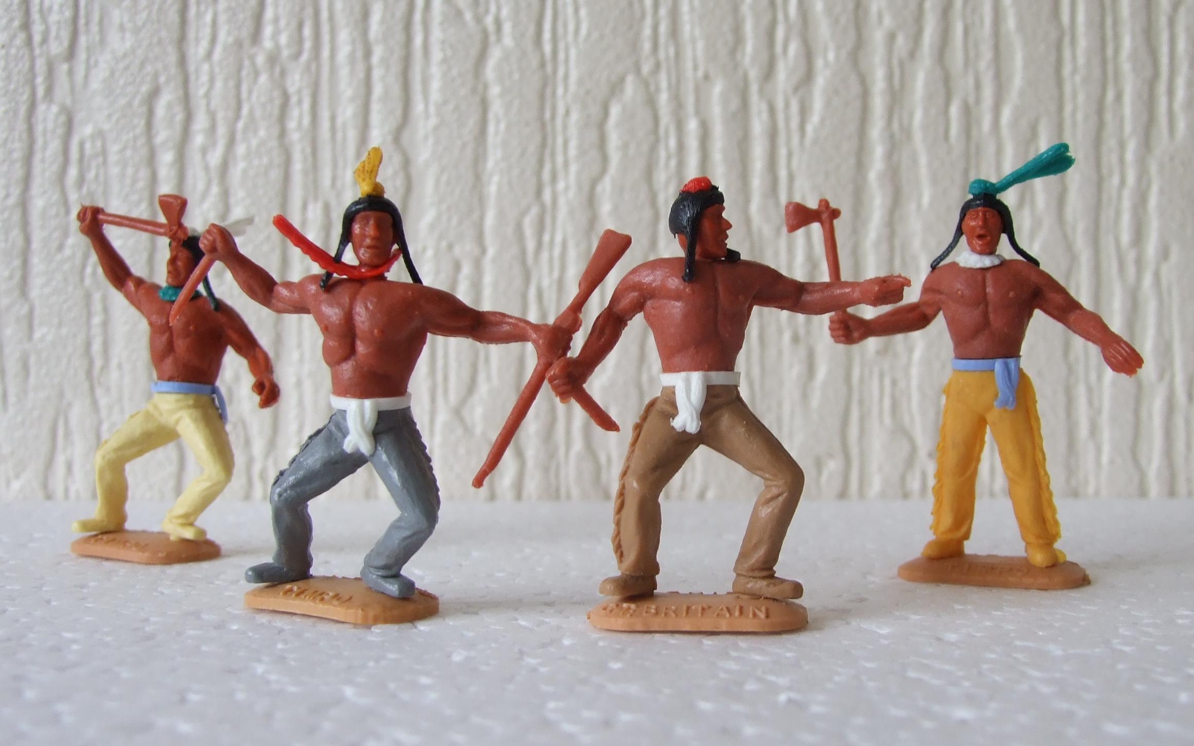 4 X Vintage Timpo Kunststoff swoppet Indianer 70th