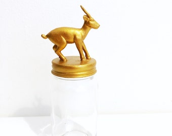 Gold Gazelle Mason Jar / African Jungle Animal Storage Jar / Decorative Home Storage / Small Gazelle Gold Jar / Animal Storage Container