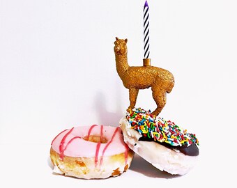 Gold Lama Kerzenhalter Kuchen Topper, Bauernhof Party Dekor