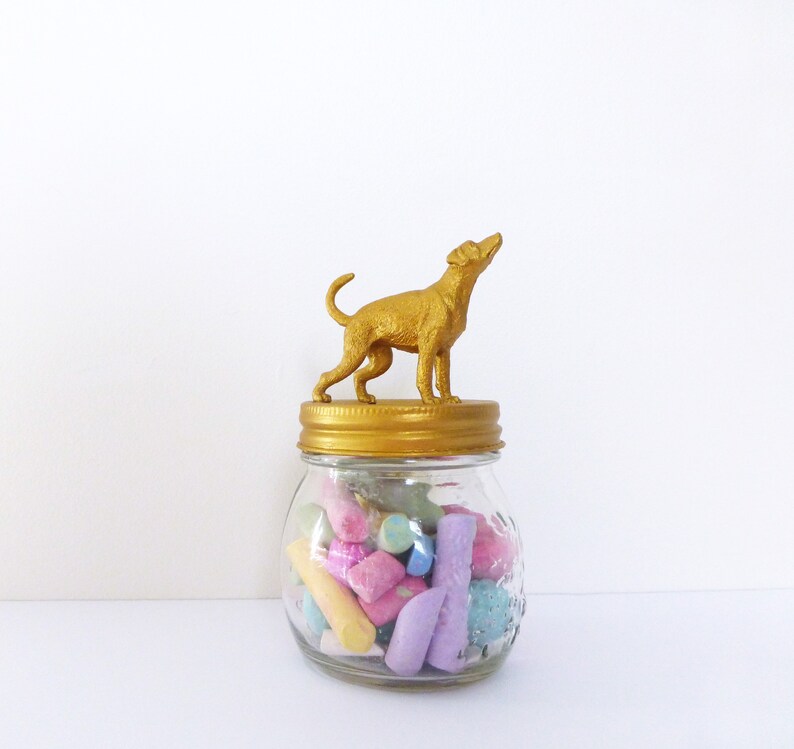 Gold Dog Jar Dog Treat Storage Fun Dog Food Container Etsy