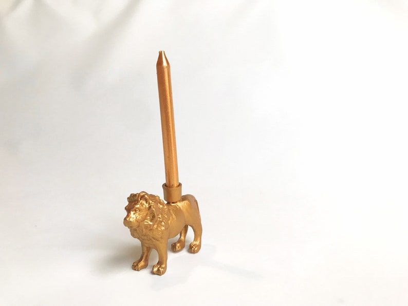 Lion Candle Holder Cake Topper / Lion Animal Birthday Party Decor Supplies / Lion Party Decor / Cupcake Decorations image 6