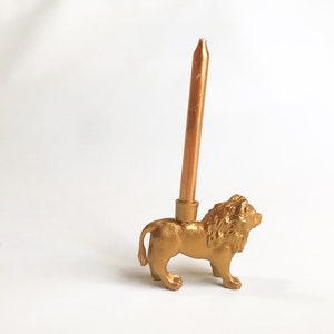 Lion Candle Holder Cake Topper / Lion Animal Birthday Party Decor Supplies / Lion Party Decor / Cupcake Decorations image 3