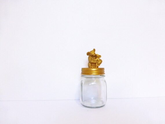 Gold Koala Mason Jar Topper Small Home Storage Decor Koala Etsy