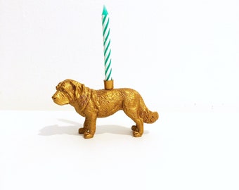 Gold Dog Candle Holder Cake Topper / Dog Animal Birthday Party Decor / Puppy Party Supplies / Animal Puppy Party Decor / Cupcake Decoration