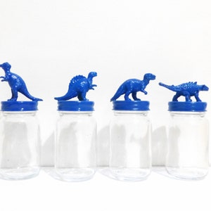 8 Blue Dinosaur Party Favor Jars / Dinosaur Party Favors / Dino Birthday Party / Blue Dinosaur Party Decorations / 8 Dinosaur Lolly Jars