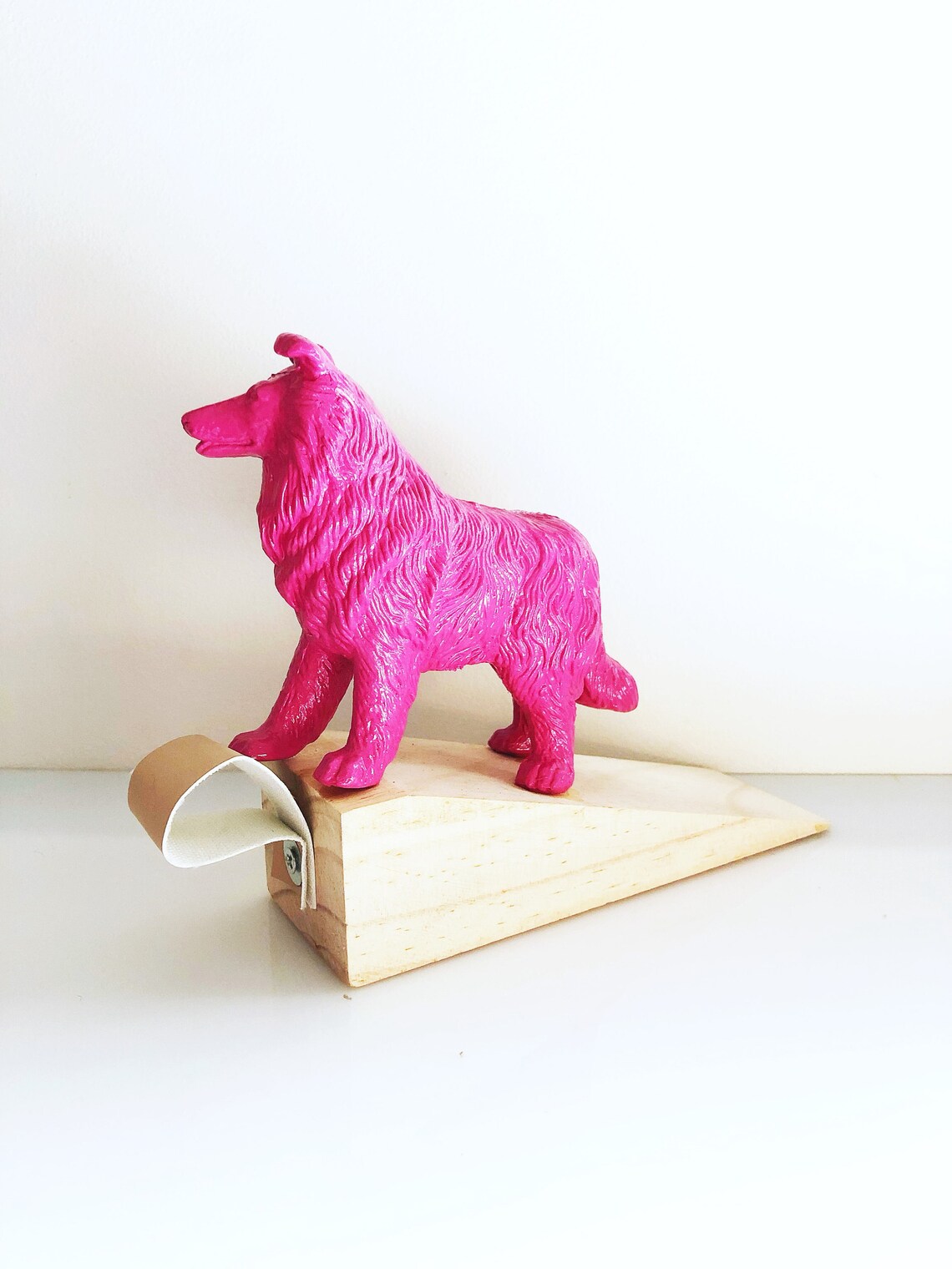 Pink Dog Door Stop / Dog Bright Pink Door Stop / Wooden Door Etsy