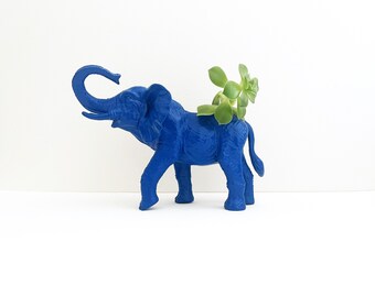 Blue Elephant Planter / African Elephant Planter / Home Storage Décor / Succulent Pot / Air Plants / Blue Planter / Elephant Accessory Gift