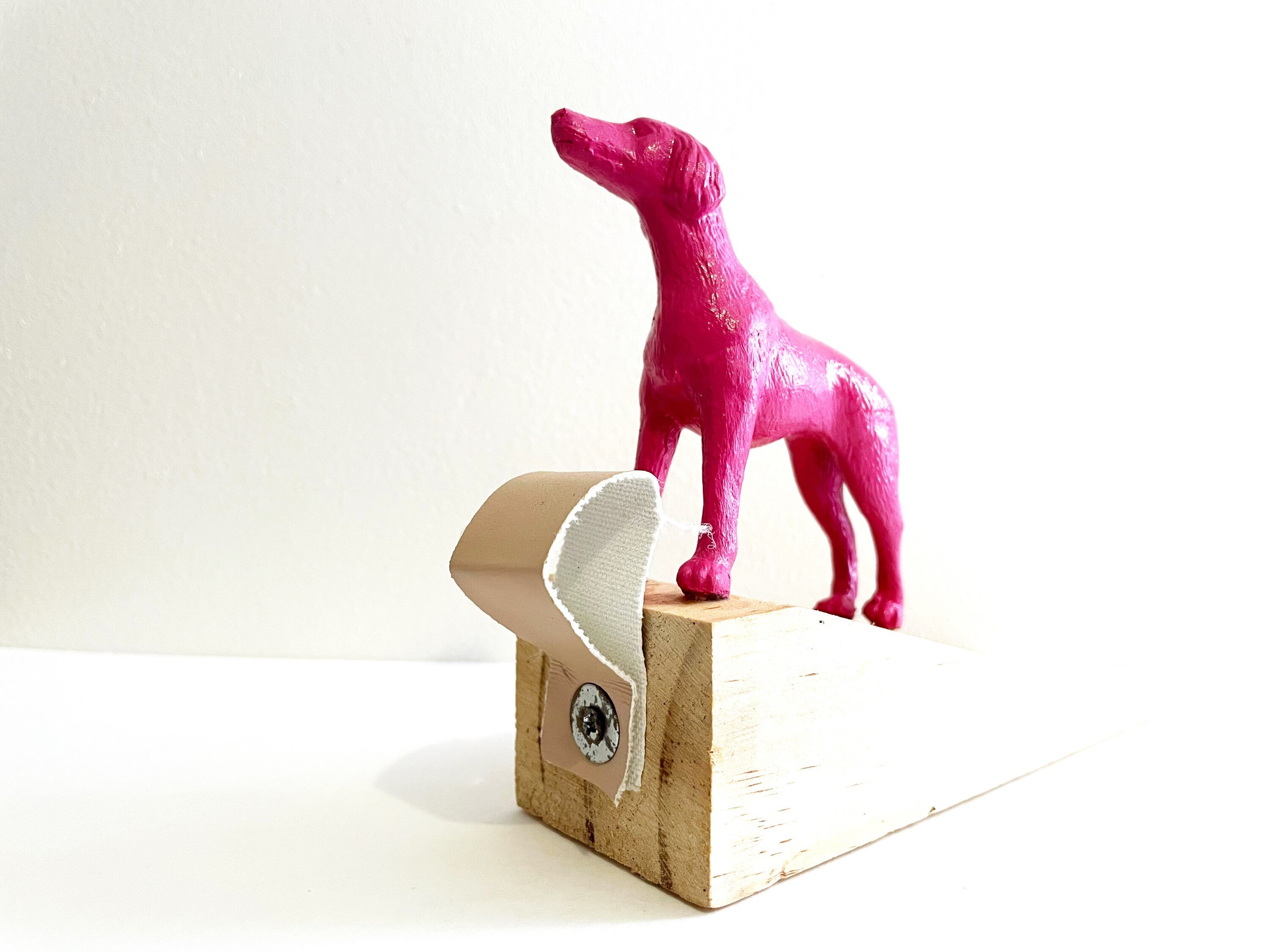 Pink Dog Door Stop / Dog Bright Pink Door Stop / Wooden Door Etsy