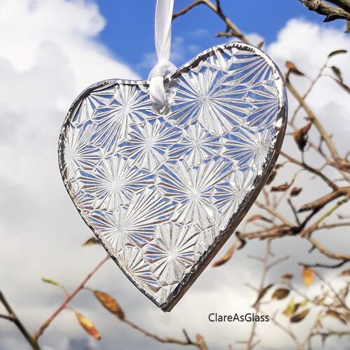 Mini Green Heart Suncatcher Anniversary Gift Valentines Etsy UK