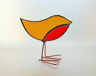 Stained Glass Robin Ornament, bird lover gift, robin decor, stained glass bird, robin red breast, robin lover gift,