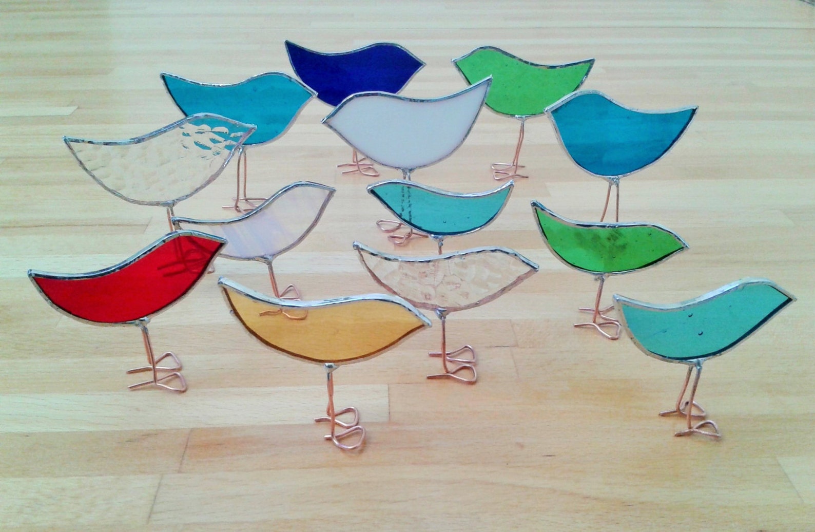 Red Stained Glass Bird Ornament Free Standing Baby Bird Bird Etsy UK