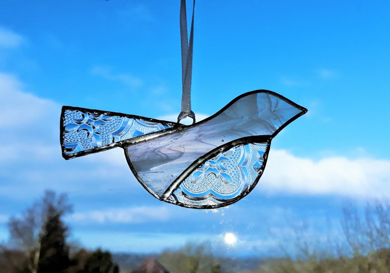 Stained Glass Bird Suncatcher White Bird Decoration Bird Etsy UK