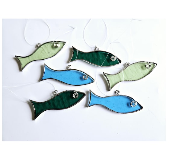 Stained glass fish suncatcher, fish lover gift, small fish ornament, fathers day
