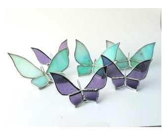 Stained Glass Butterfly Plant Pot Hanger: 3D butterflies, House plant lover gift,