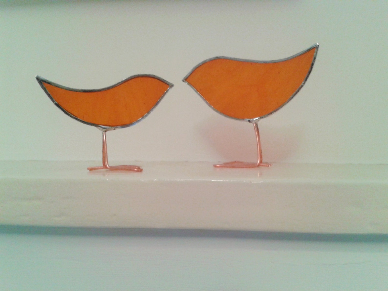 Orange Stained Glass Bird Ornament Standing Glass bird Bird Etsy