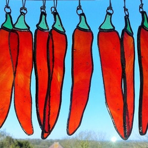 Red Chilli Pepper Suncatcher: Handmade Stained Glass Ornament, Chilli Lover Gift