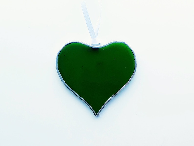 Mini Green Heart Suncatcher Anniversary Gift Valentines Etsy UK