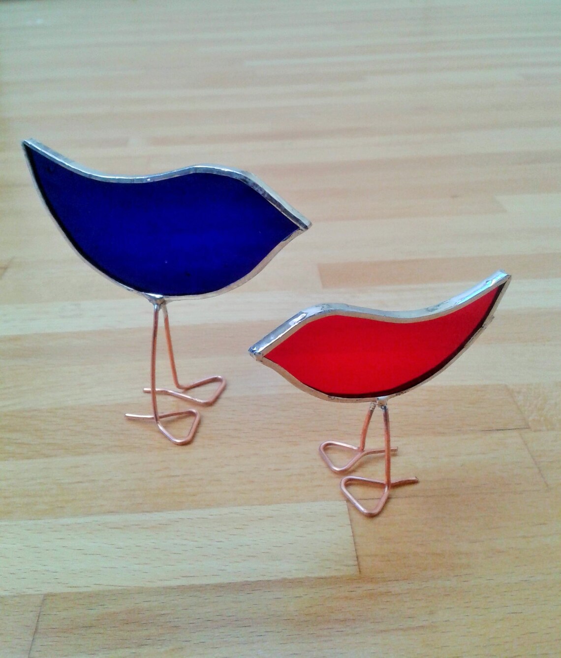 Red Stained Glass Bird Ornament Free Standing Baby Bird Bird Etsy UK
