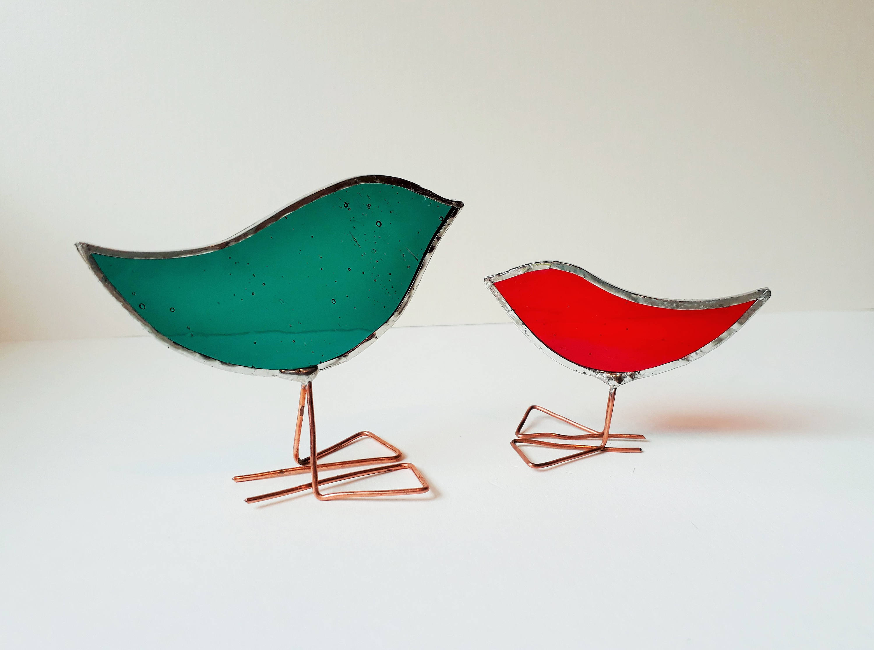 Red Stained Glass Bird Ornament Free Standing Baby Bird Bird Etsy UK