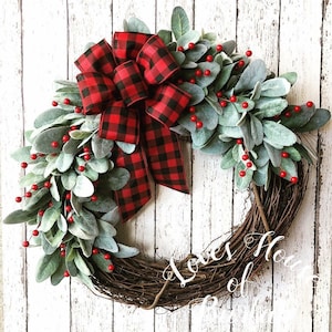 BEST SELLER, Christmas wreath, Holiday wreath, Farmhouse wreath, Buffalo check wreath, Farmhouse Christmas wreath, Buffalo check wreath