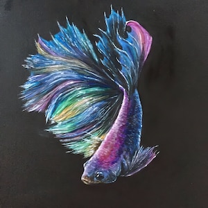Betta, Betta Fish, Betta Fish Art, Betta Fish Painting, Tropical Fish, Wall Art, Wall Decor, Art Decor, Digital Download, Original Art