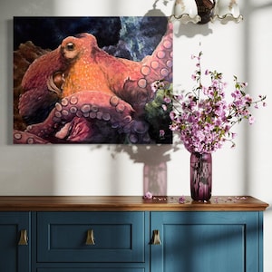 Searching: Original Acrylic Octopus Painting on 24x30 Canvas