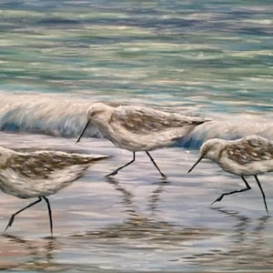 Sandpiper, Sandpipers, Beach Art, Beach Decor, Beach, Shoreline, Birds, Ocean, Acrylic Painting,