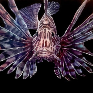 Löwe Fisch, Löwe Fisch Malerei, Fisch, Wildtier, Natur, Wandkunst, Wanddeko, Digitaler Download, Korallenriff