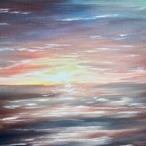 抽象画、ビーチ、抽象的なビーチの夕日、抽象画、ビーチアート、壁の装飾、アート装飾、デジタルダウンロード、アクリルビーチ絵画