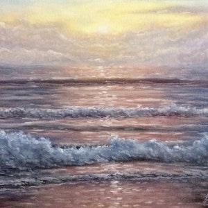 Beach Art, Wall Decor, Beach Decor, Beach Sunset, Waves, Sunset Art, Seascape Art, Digital Download, Wall Art,