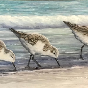 Sandpiper, Sandpipers, Beach Art, Beach Decor, Beach, Shoreline, Birds, Ocean, Acrylic Painting,